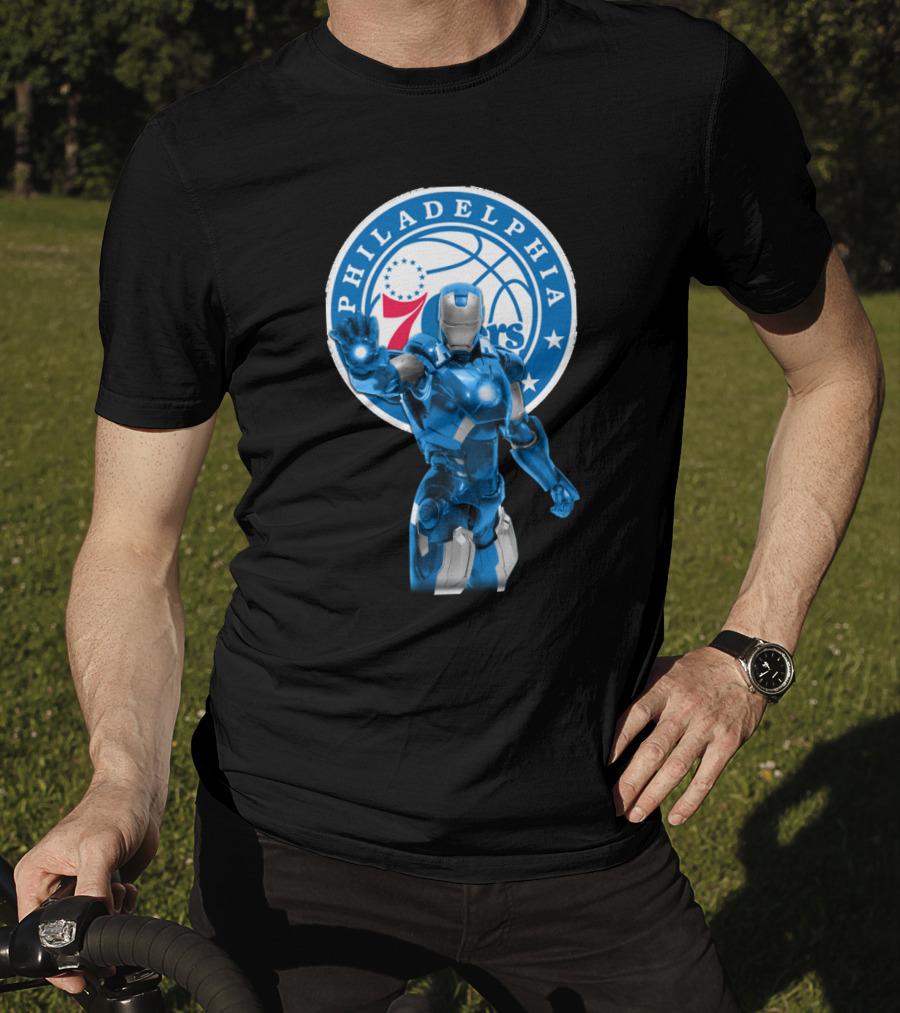 Iron Man Philadelphia 76ers Basketball Crossover Fans T-Shirt