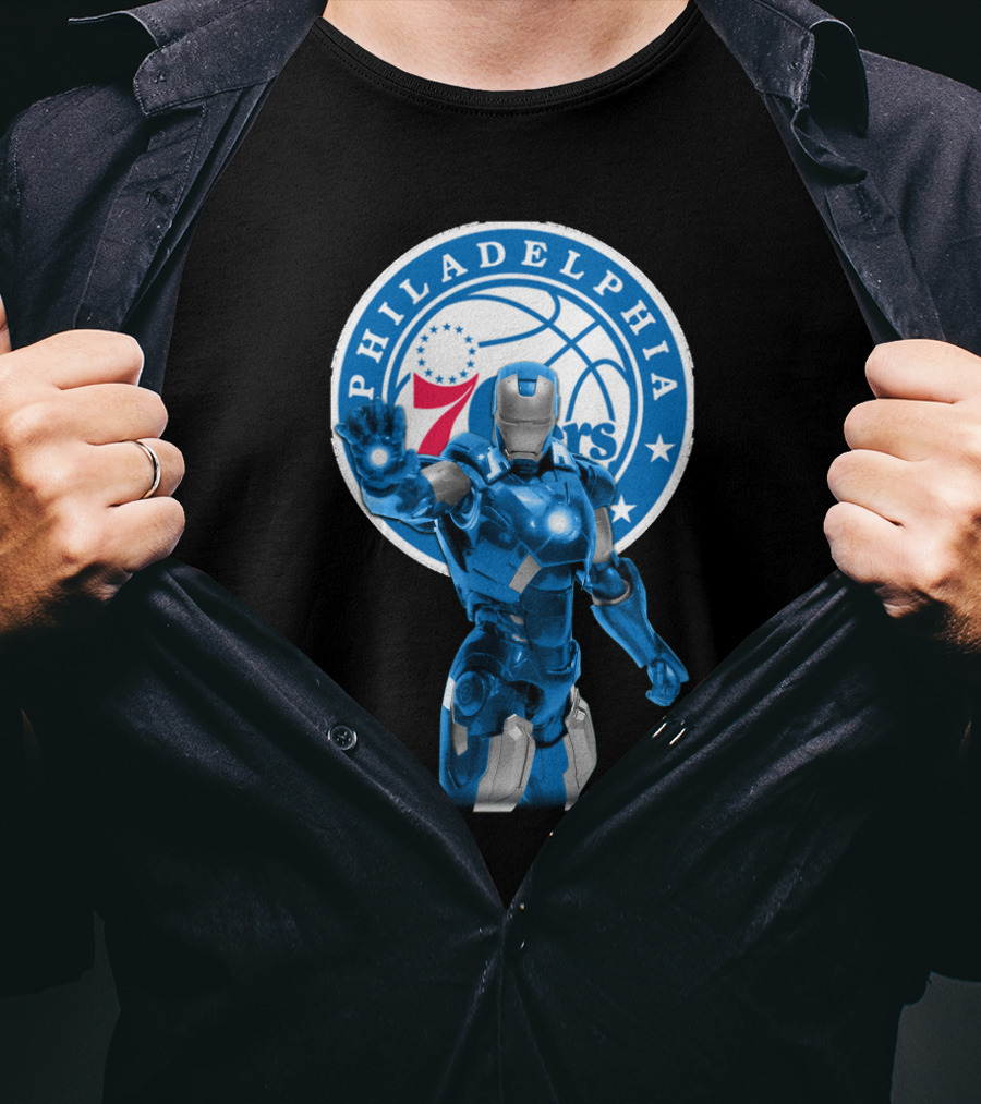 Iron Man Philadelphia 76ers Basketball Crossover Fans T-Shirt