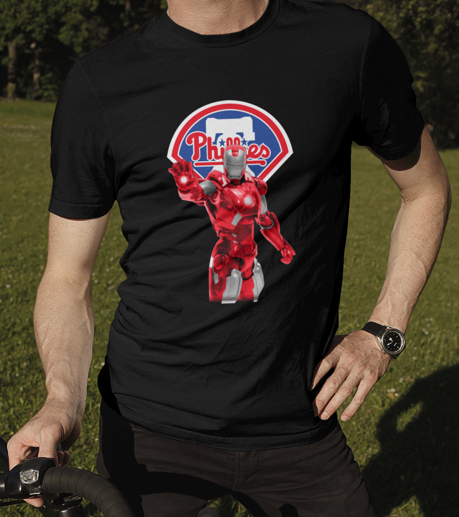 Philadelphia Phillies Iron Man Crossover MLB Superhero Fusion T-Shirt