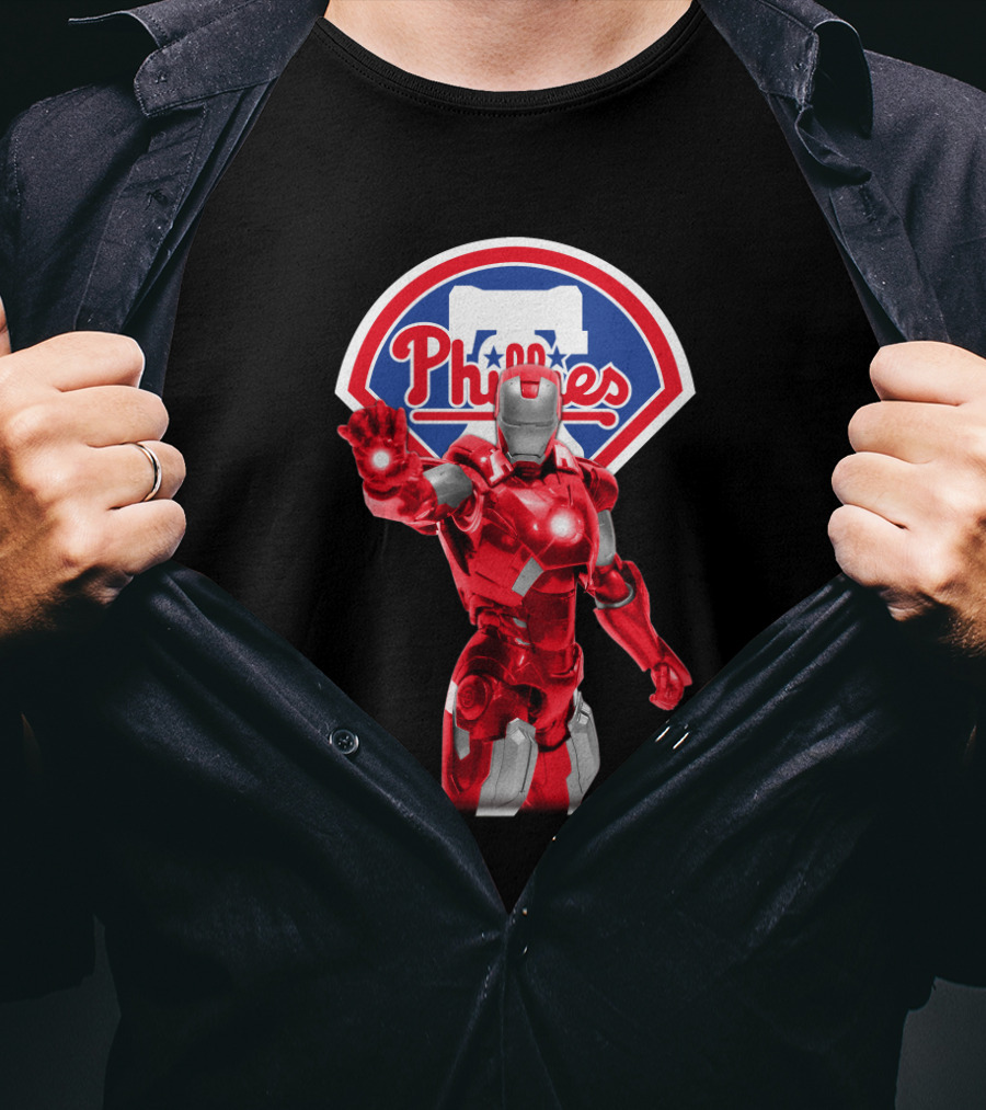 Philadelphia Phillies Iron Man Crossover MLB Superhero Fusion T-Shirt