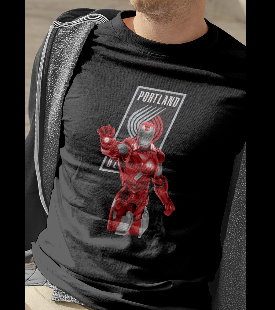 Portland Trail Blazers Iron Man Marvel Crossover Fan T-Shirt