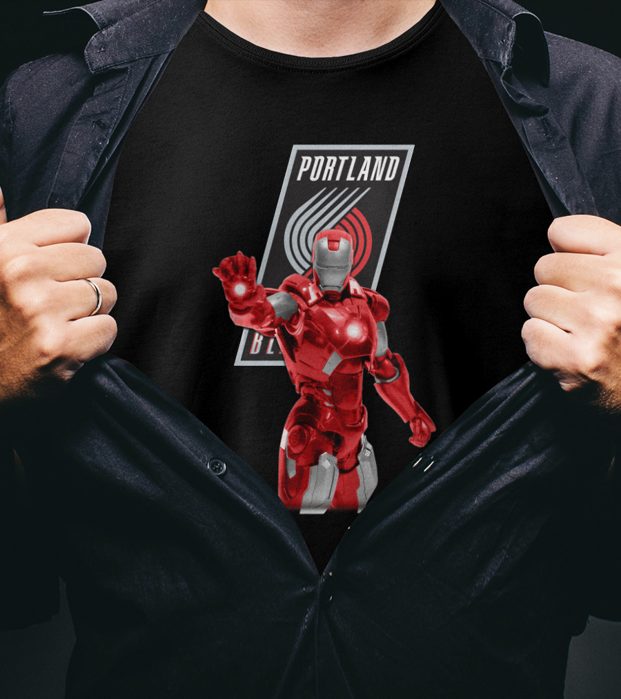 Portland Trail Blazers Iron Man Marvel Crossover Fan T-Shirt