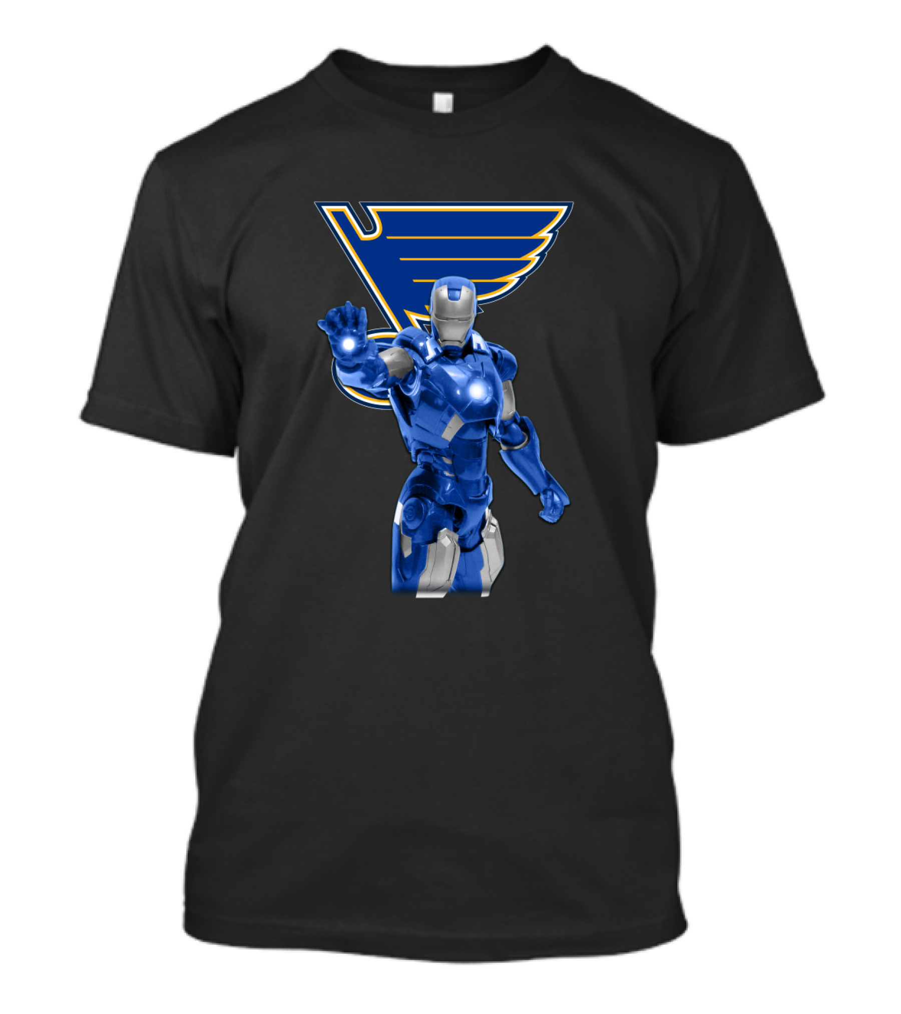 Iron Man St. Louis Blues Crossover With Marvel Superhero Imagery And Hockey Team T-Shirt