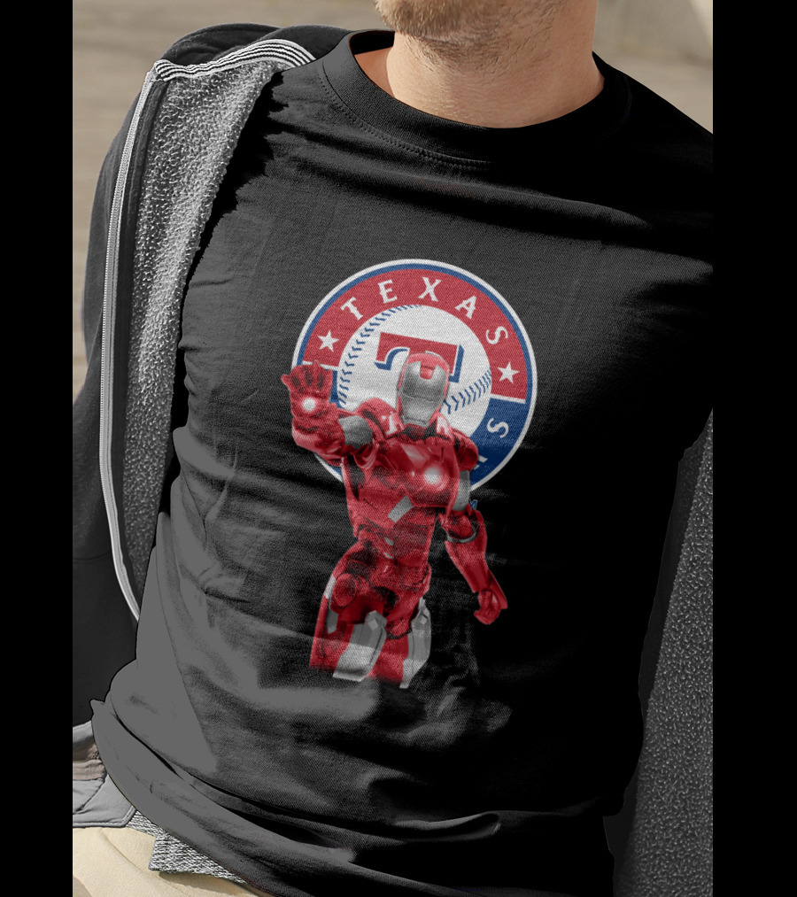 Texas Rangers Iron Man Baseball Fusion T-Shirt