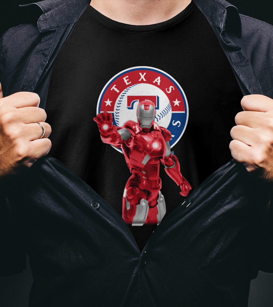 Texas Rangers Iron Man Baseball Fusion T-Shirt
