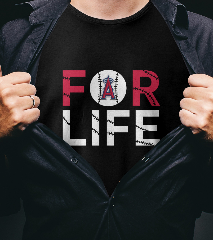 Los Angeles Angels For Life Baseball Stitching T-Shirt