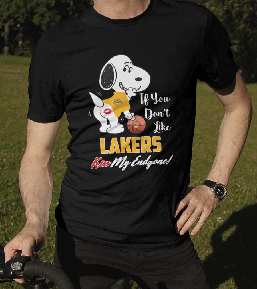 If You Don't Like Lakers Kiss My Endzone Snoopy Los Angeles Lakers Fans T-Shirt