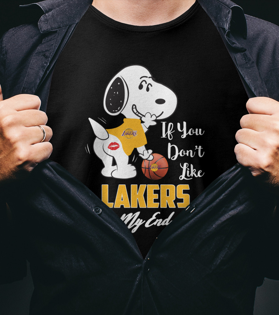 If You Don't Like Lakers Kiss My Endzone Snoopy Los Angeles Lakers Fans T-Shirt