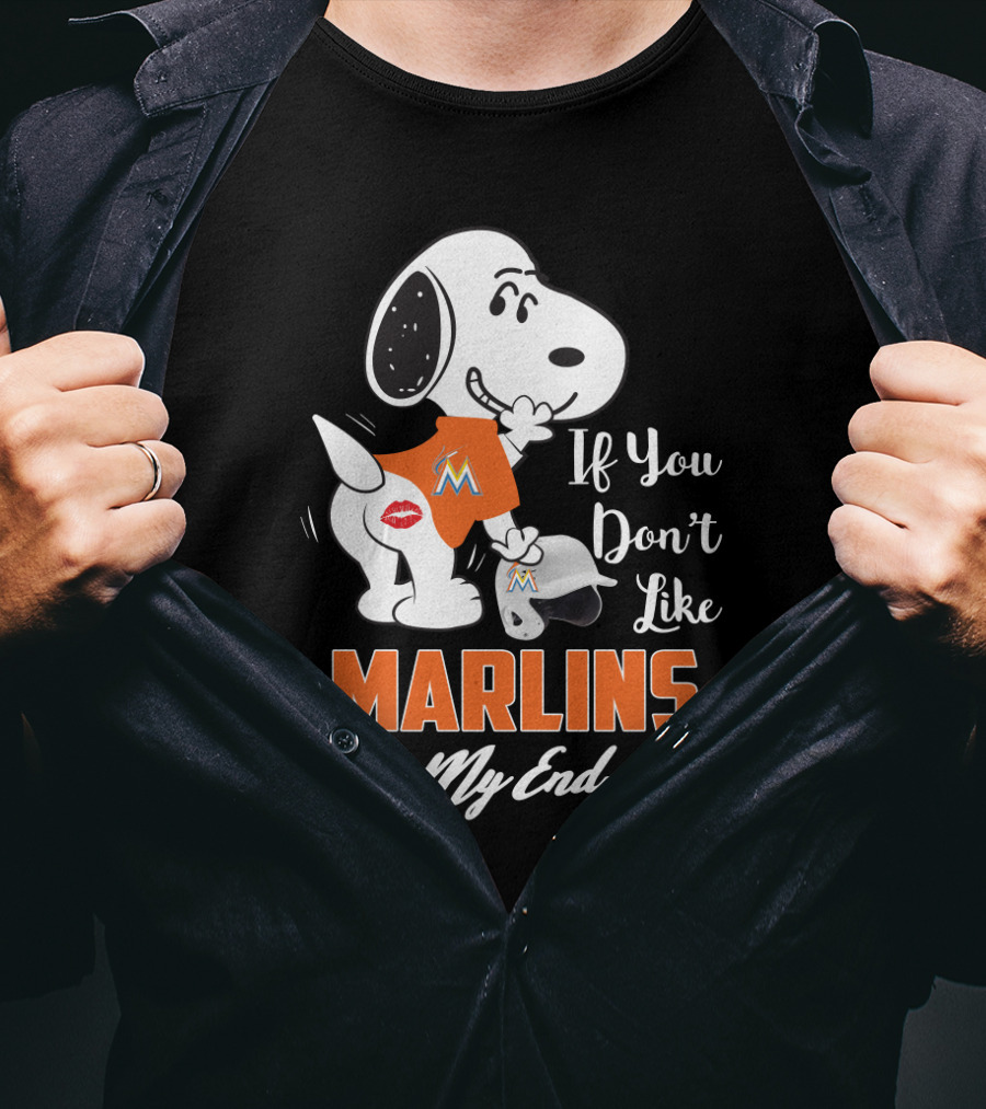 If You Don't Like Marlins Kiss My Endzone Snoopy Miami Fans T-Shirt