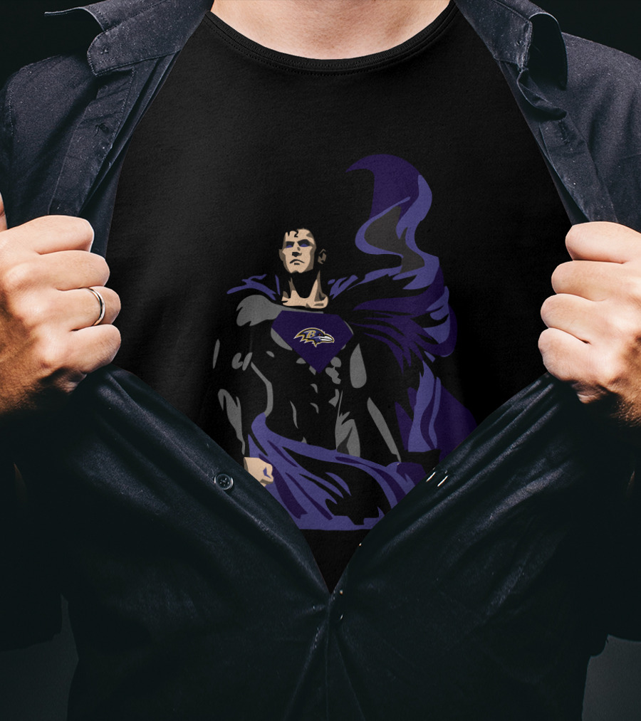 Superman Baltimore Ravens Fan Iconic Logo Fusion T-Shirt