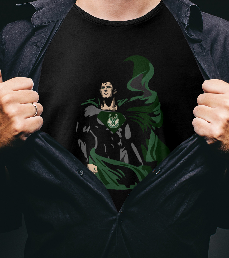 Superman Milwaukee Bucks Fan Apparel Symbol T-Shirt