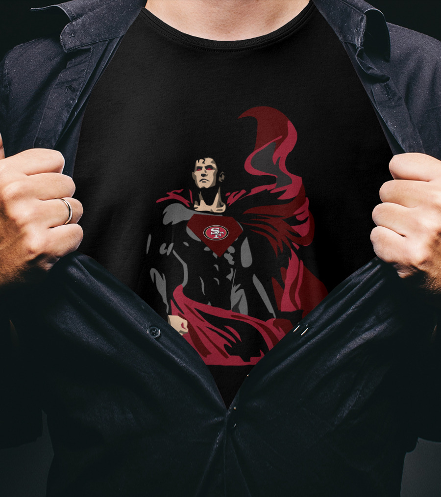 Superman San Francisco 49ers Fans Emblem With Heroic Cape T-Shirt
