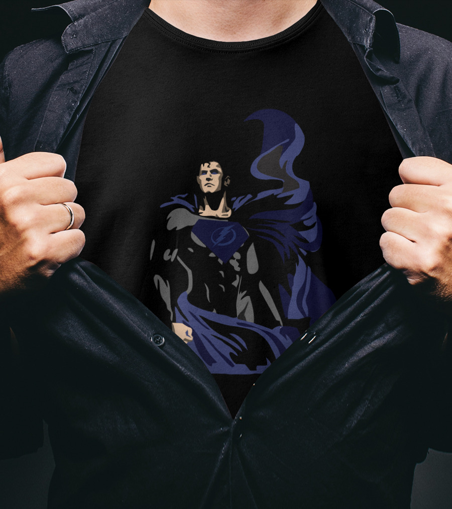 Superman Tampa Bay Lightning Fan Icon With Superhero Cape T-Shirt