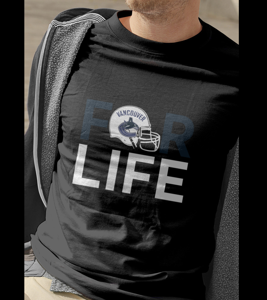 Vancouver Canucks Loyalty Emblematic Text Featuring Iconic Hockey Helmet T-Shirt