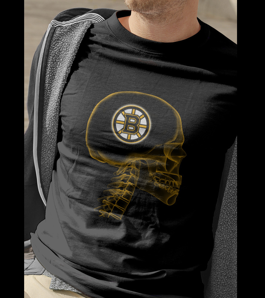 Boston Bruins Skull Logo Halloween Fans Brain Mri T-Shirt