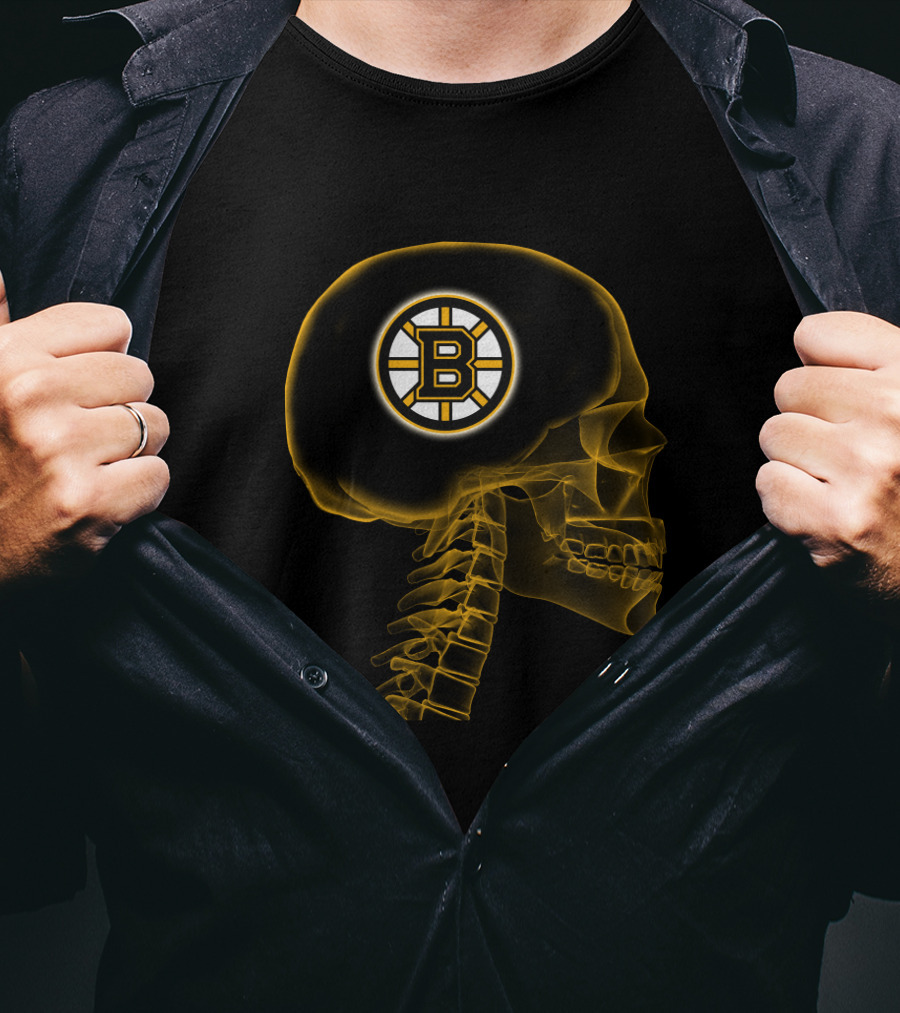 Boston Bruins Skull Logo Halloween Fans Brain Mri T-Shirt