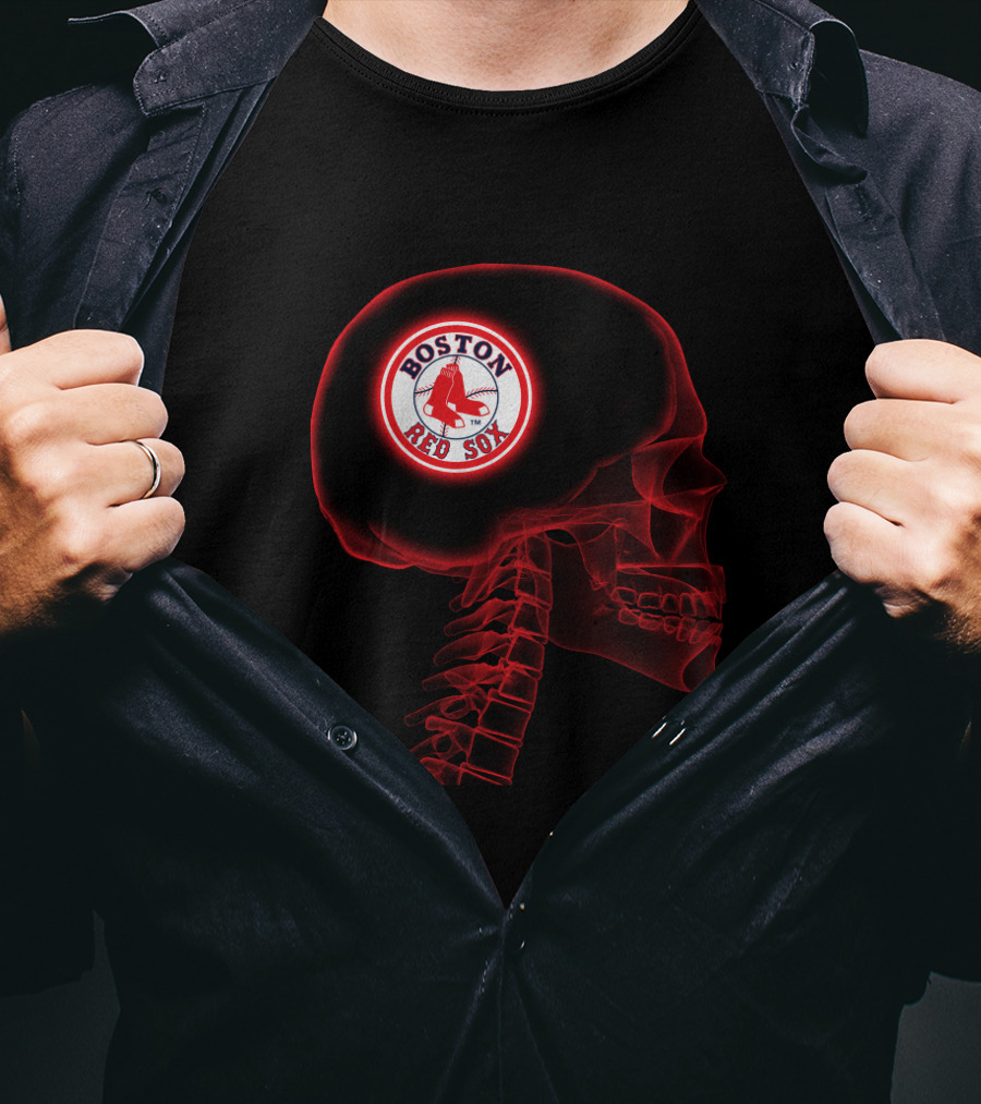 Boston Red Sox Halloween Brain Skull T-Shirt