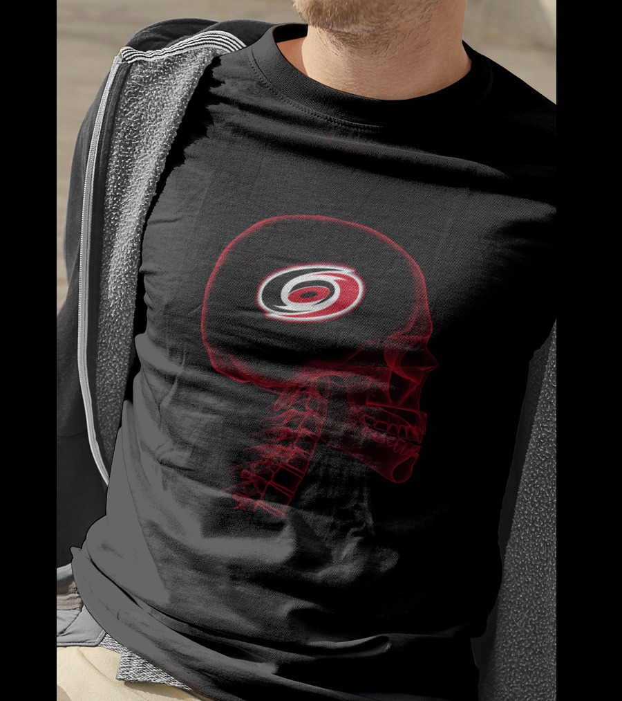 Carolina Hurricanes Logo In Brain Halloween Skull T-Shirt