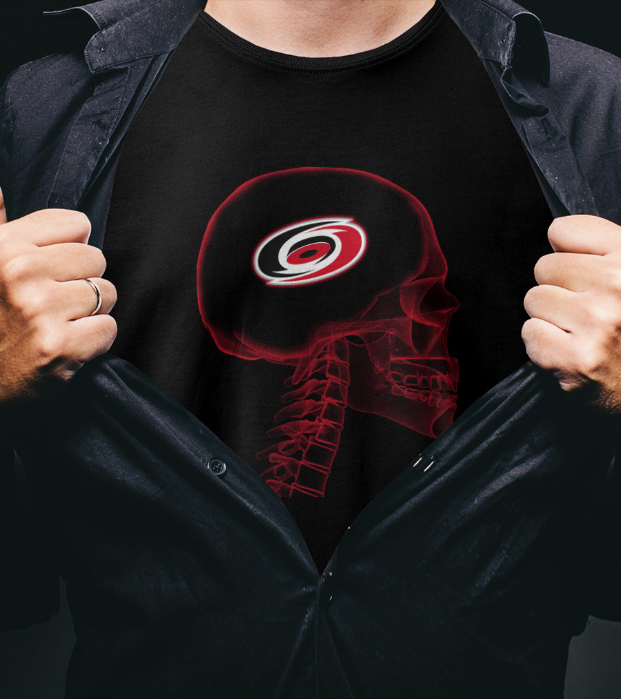 Carolina Hurricanes Logo In Brain Halloween Skull T-Shirt