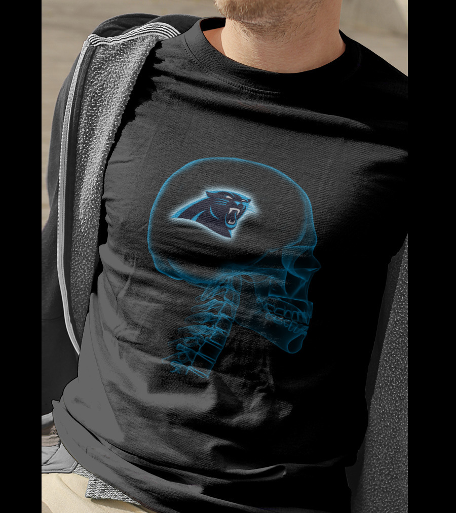 Carolina Panthers Skull Brain Halloween Theme T-Shirt