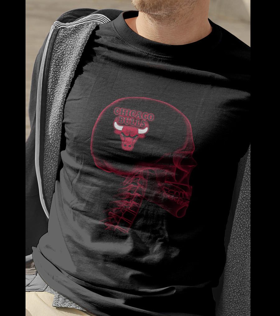 Chicago Bulls Skull Halloween Brain Fan T-Shirt