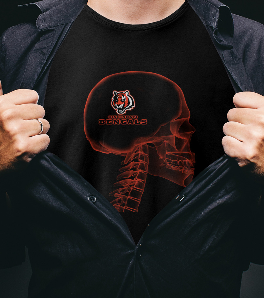 Cincinnati Bengals Skull Brain Halloween T-Shirt