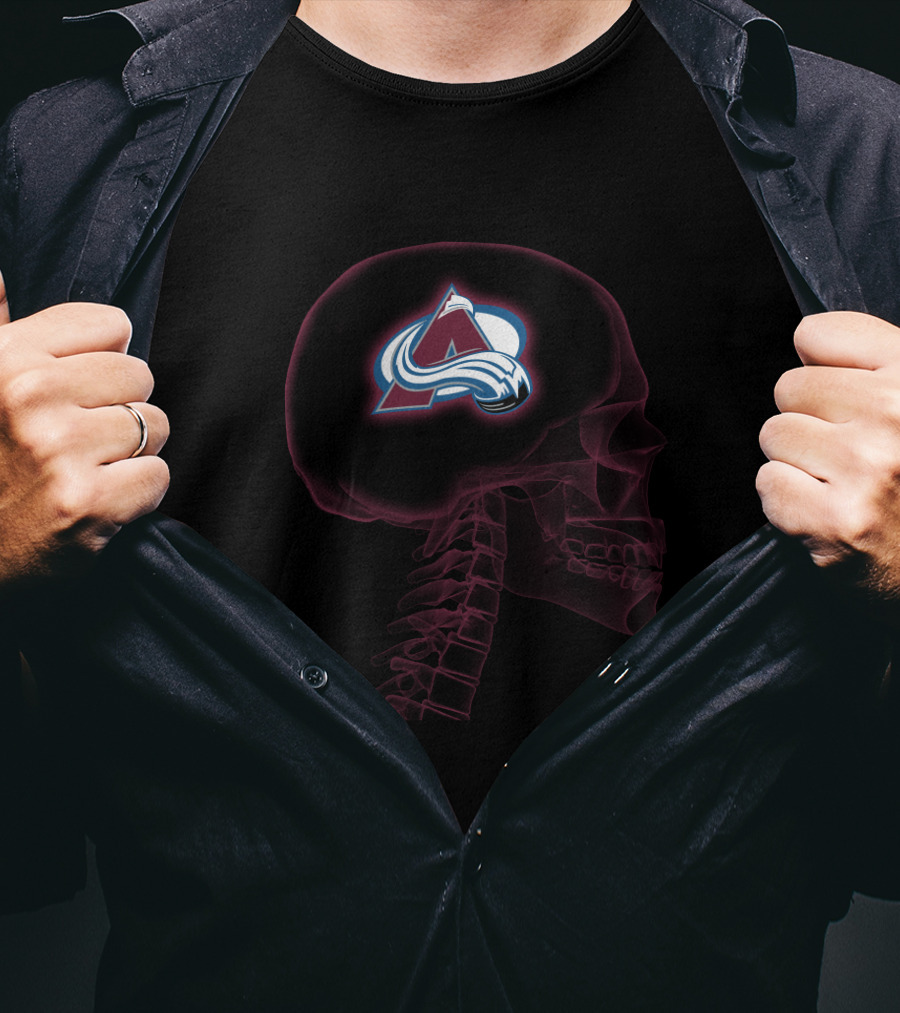 Colorado Avalanche Brain Halloween Skeleton T-Shirt