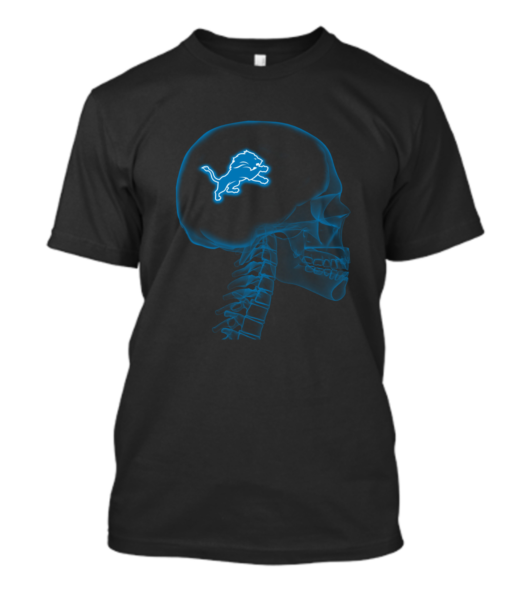 Detroit Lions X-Ray Skull Halloween Brain T-Shirt