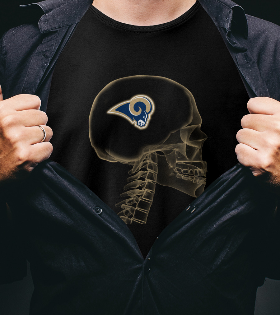 Los Angeles Rams Skull Logo Halloween Brain T-Shirt