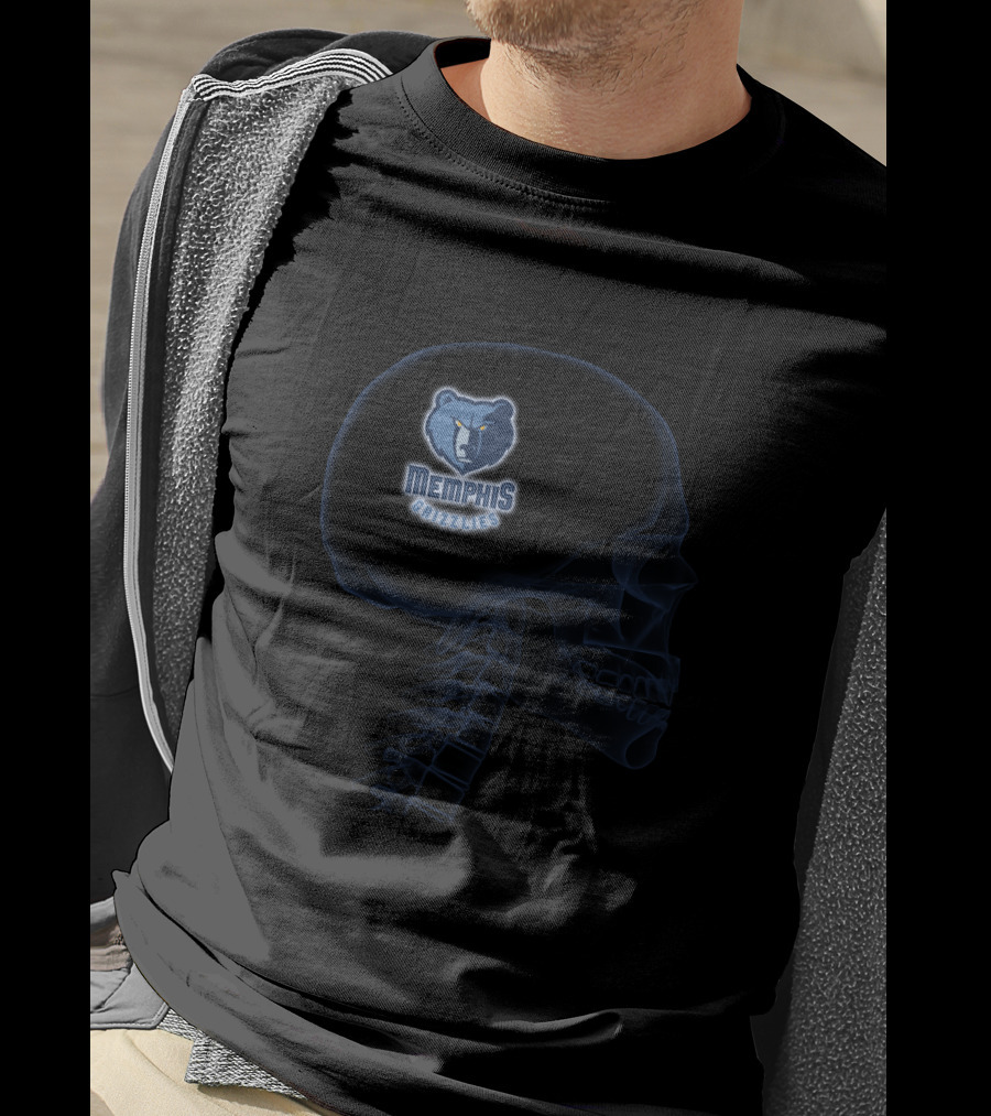 Memphis Grizzlies Brain Logo Halloween Skeleton T-Shirt