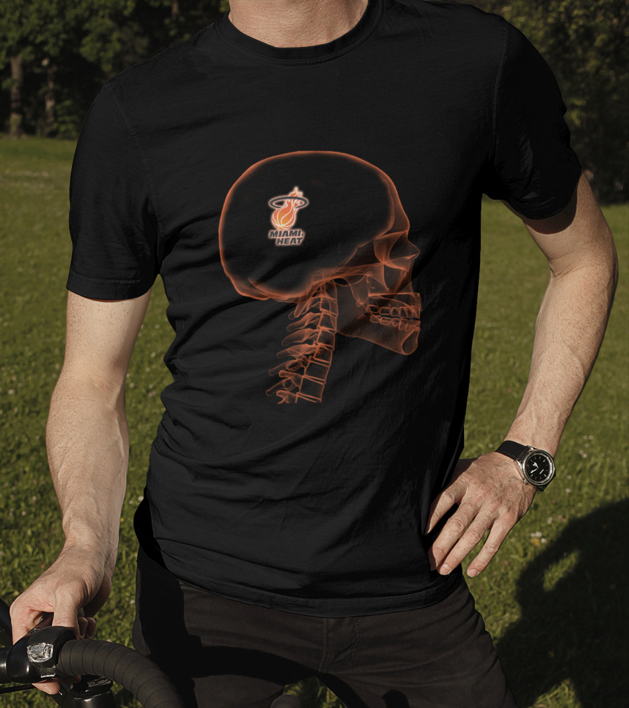 Miami Heat Logo In Skull X-Ray Halloween Brain T-Shirt