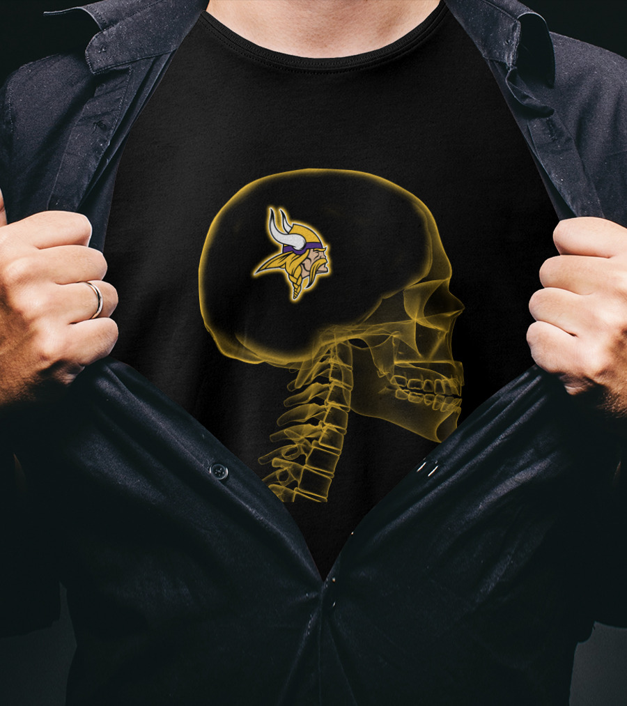 Minnesota Vikings Skull X-Ray Halloween Brain T-Shirt