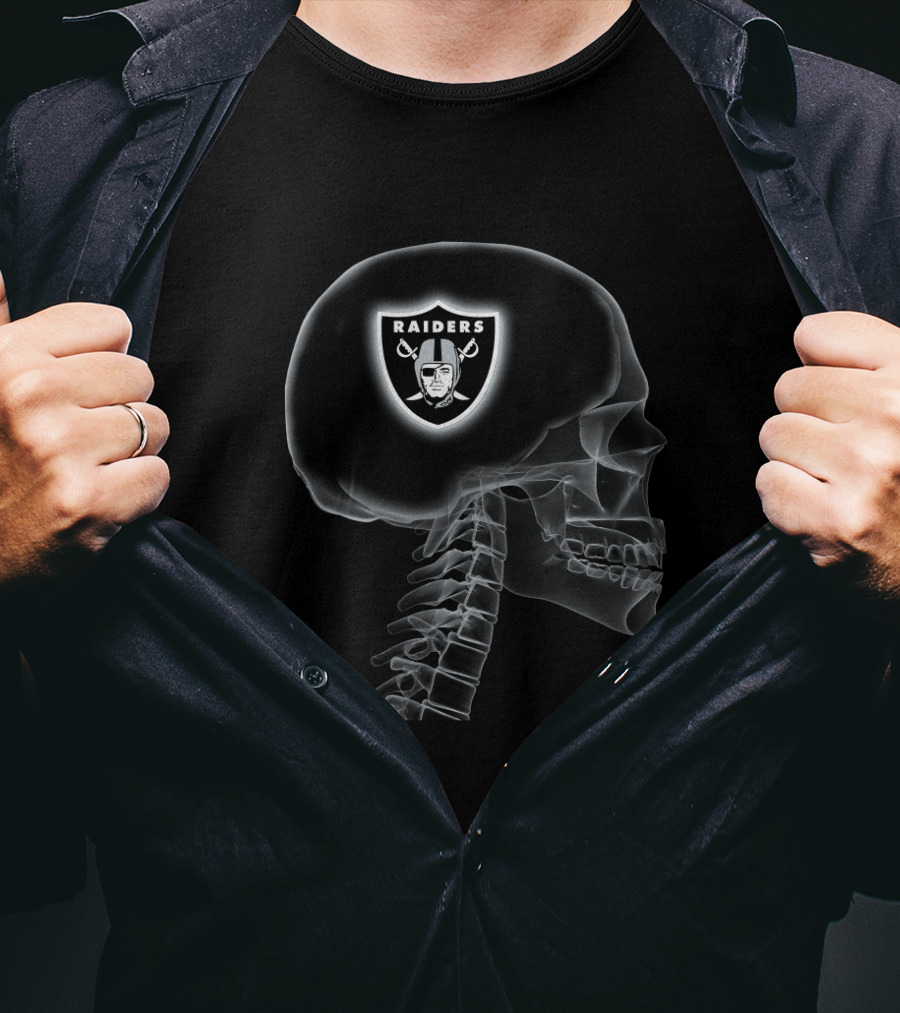 Raiders Skull X-Ray Halloween Brain Theme T-Shirt