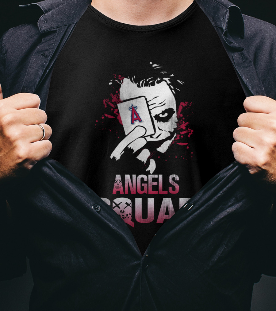 Angels Squad Joker Holding Los Angeles Angels Logo Card T-Shirt