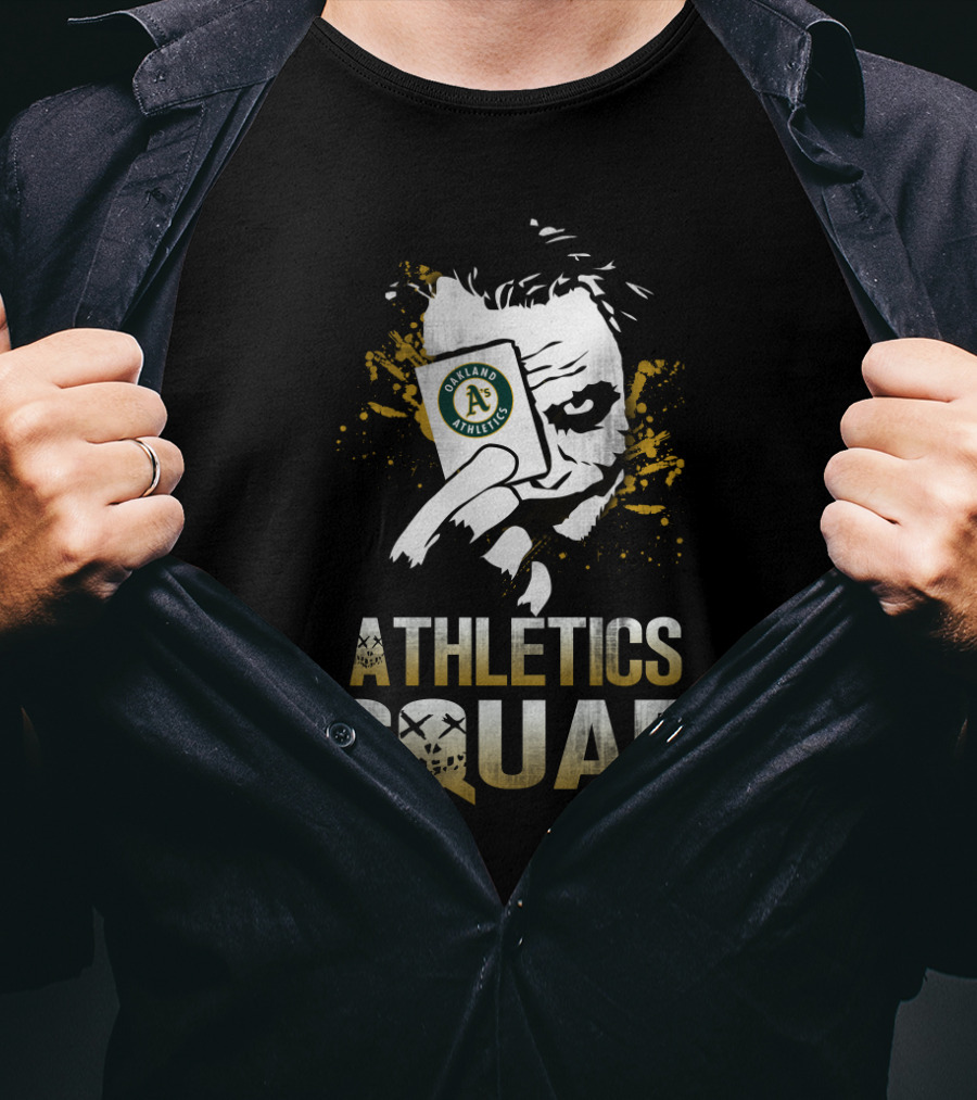 Athletics Squad Joker Holding Oakland Athletics Card T-Shirt