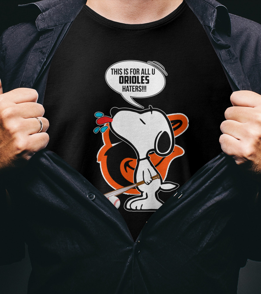 Snoopy Baseball Baltimore Orioles Haters T-Shirt