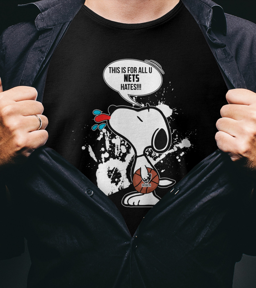 Snoopy Brooklyn Nets Fans Tongue Out Basketball Statement T-Shirt