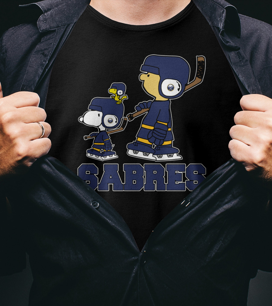 Sabres Snoopy Fans With Buffalo Hockey Team Enthusiasts T-Shirt