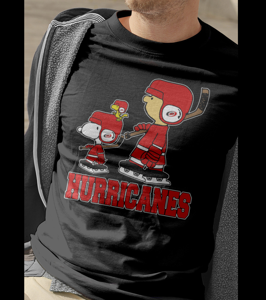 Snoopy Hockey With Carolina Hurricanes Mascot T-Shirt