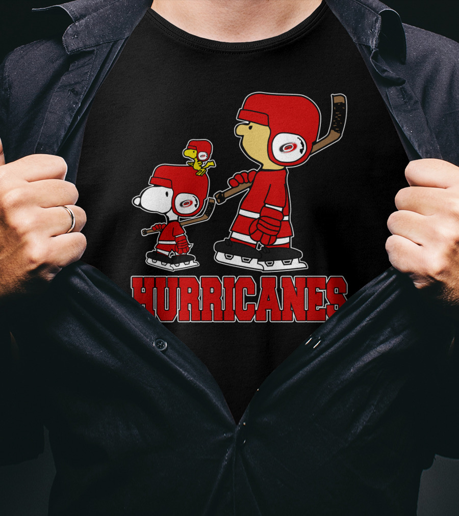 Snoopy Hockey With Carolina Hurricanes Mascot T-Shirt