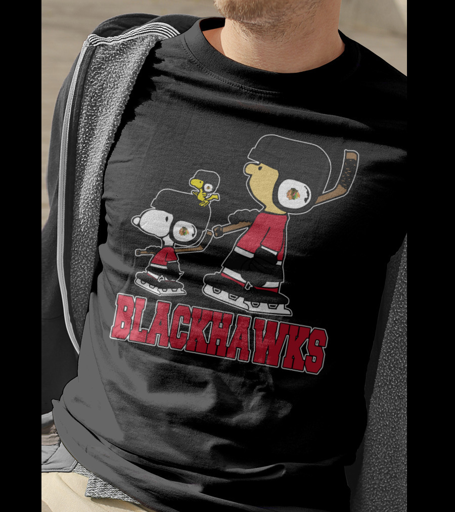Snoopy Woodstock And Blackhawks Hockey Fans Team Spirit T-Shirt