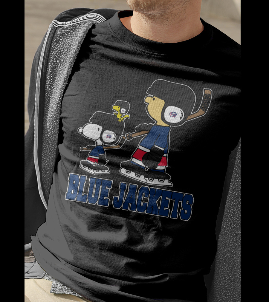 Snoopy And Woodstock With Columbus Blue Jackets Hockey Fans T-Shirt