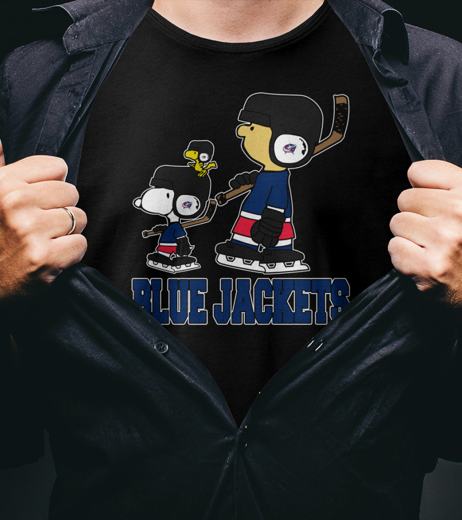 Snoopy And Woodstock With Columbus Blue Jackets Hockey Fans T-Shirt
