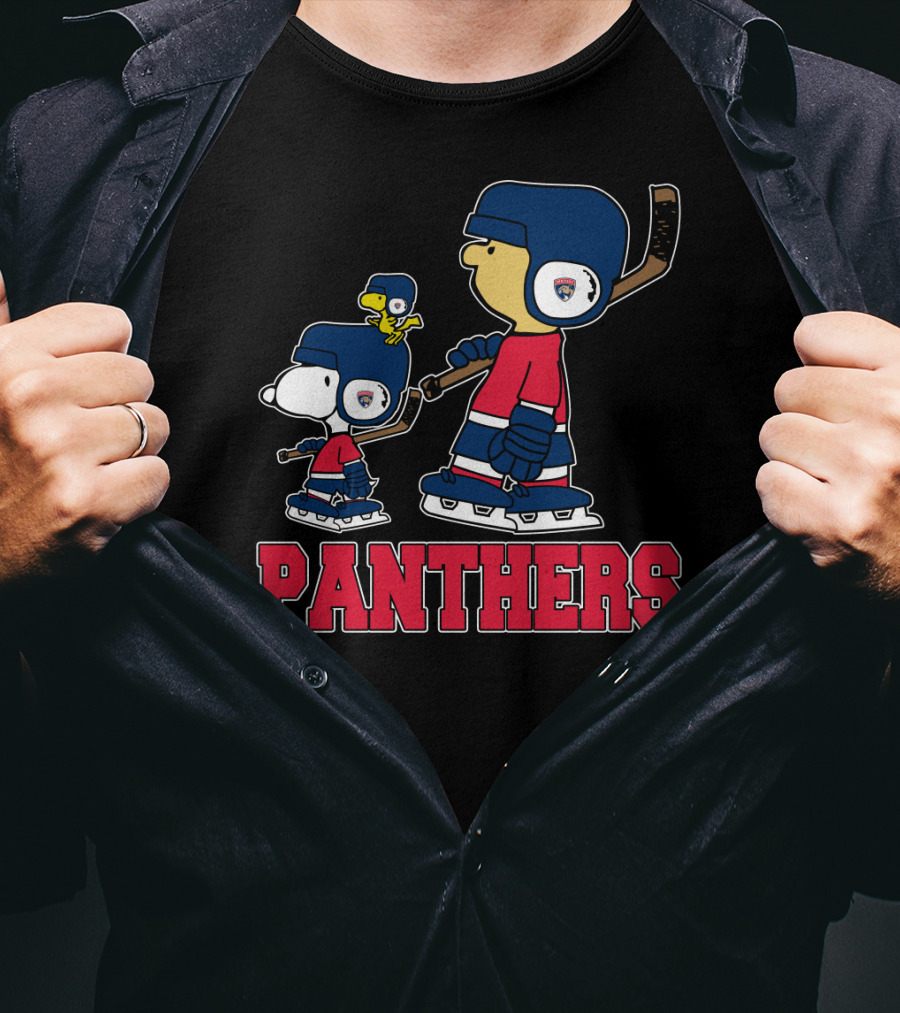 Snoopy And Friends Supporting Florida Panthers Hockey Fans T-Shirt