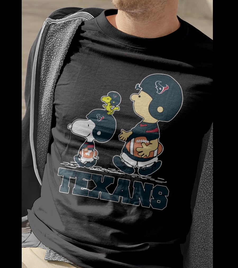 Snoopy Woodstock And Friends With Houston Texans Football Fans T-Shirt