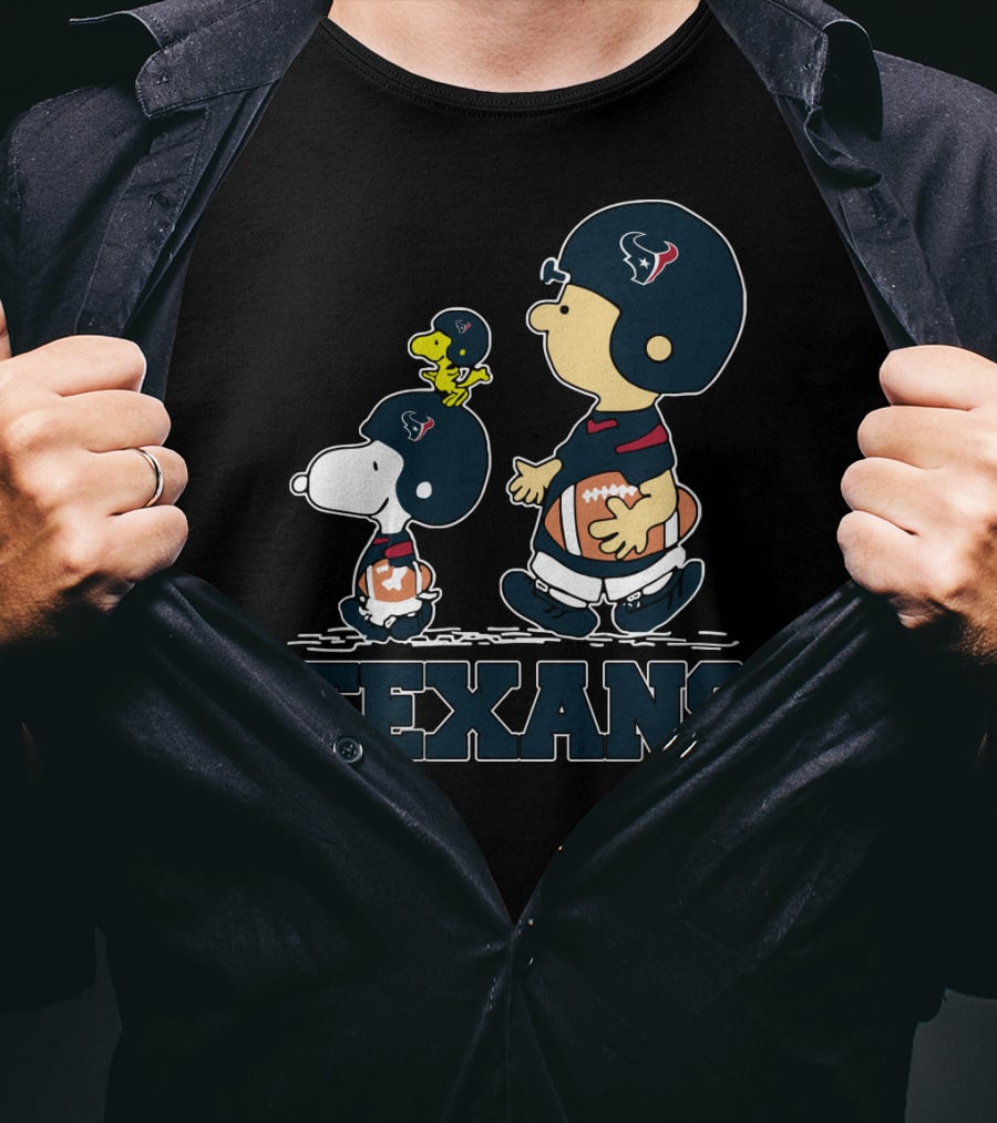 Snoopy Woodstock And Friends With Houston Texans Football Fans T-Shirt