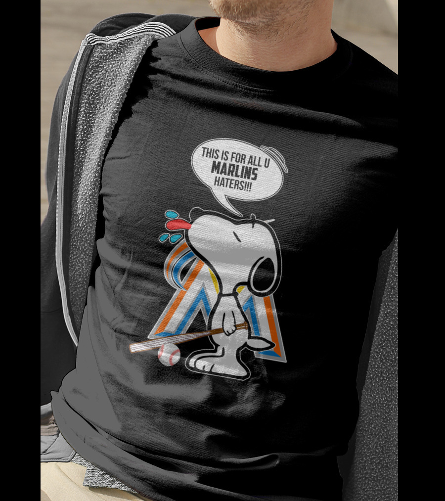 Snoopy Baseball Fan Spitting At Miami Marlins Haters T-Shirt