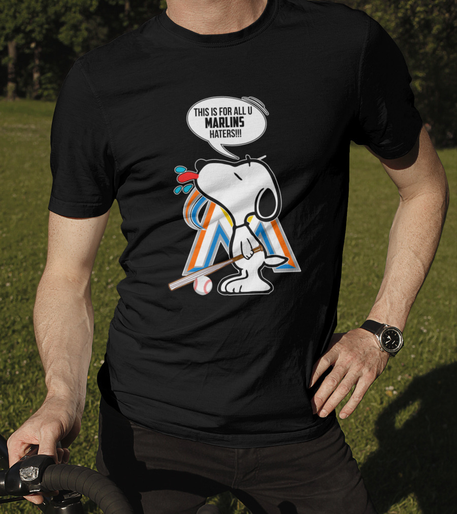 Snoopy Baseball Fan Spitting At Miami Marlins Haters T-Shirt