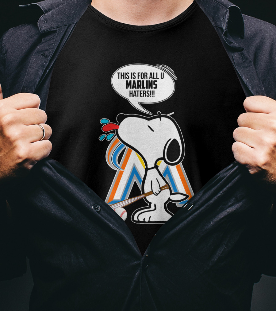 Snoopy Baseball Fan Spitting At Miami Marlins Haters T-Shirt