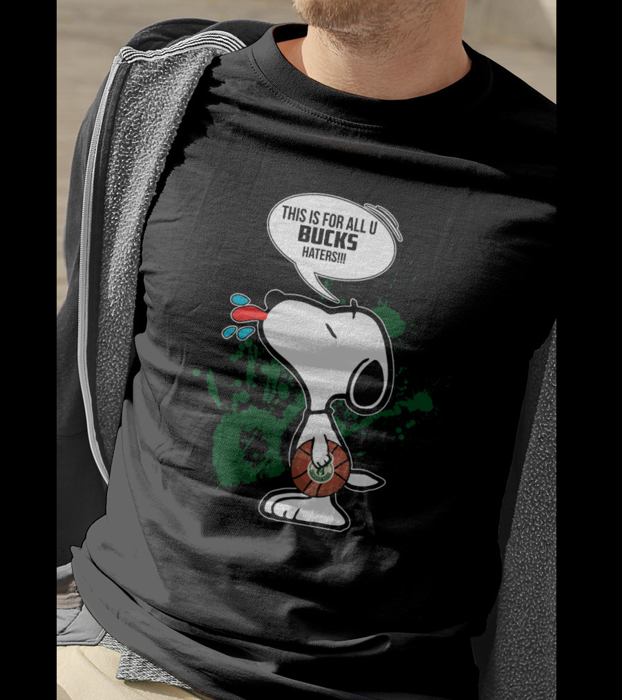 Snoopy Basketball Milwaukee Bucks Haters Fans Pep Talk T-Shirt